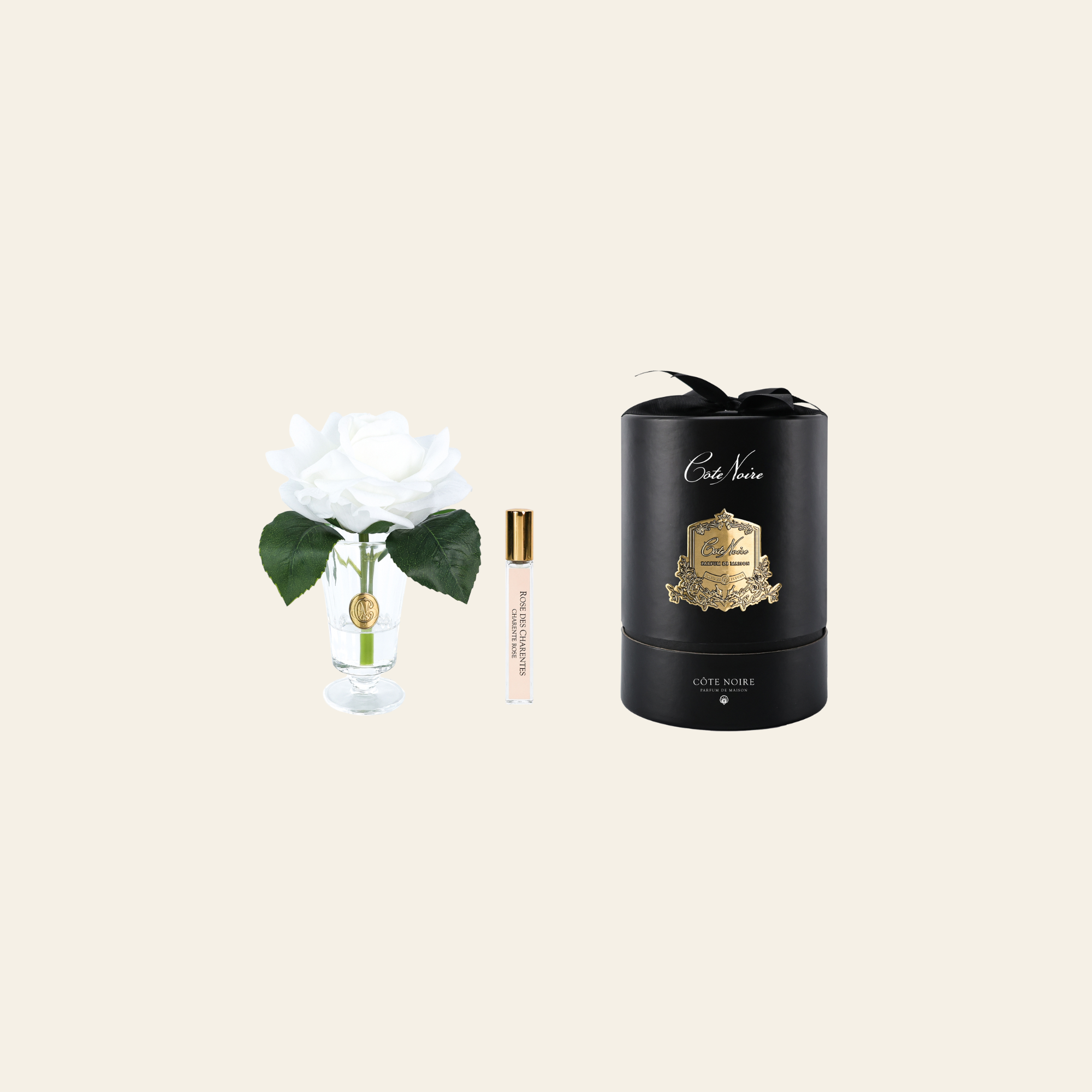 موزع عطر فاخر مع وردة Charente Rose بلون Ivory White
