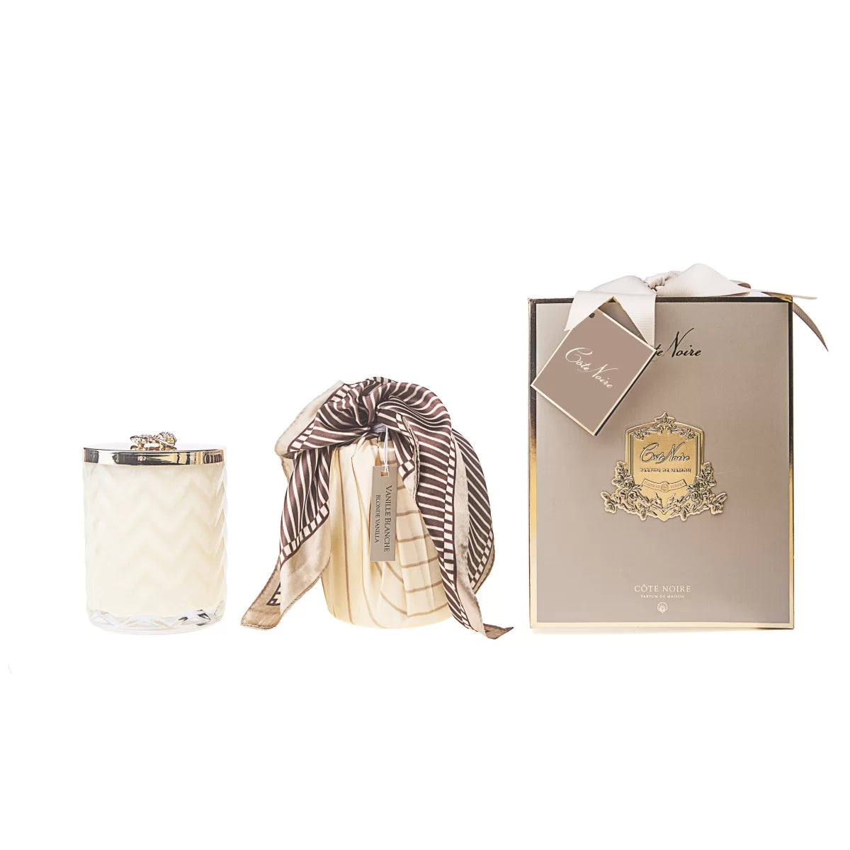 شمعة فاخرة مع غطاء نحلة ووشاح حريري