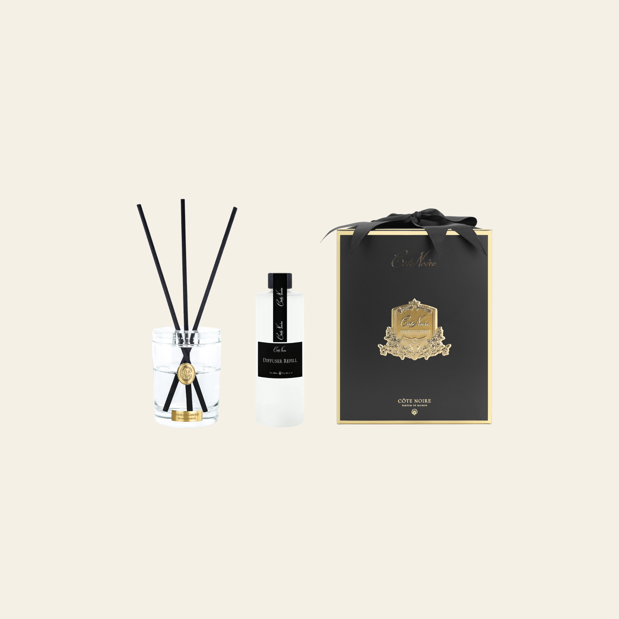 موزّع عطر شفاف بعصيّ الرائحة BLOND VANILLA – 200 مل | COTE NOIRE