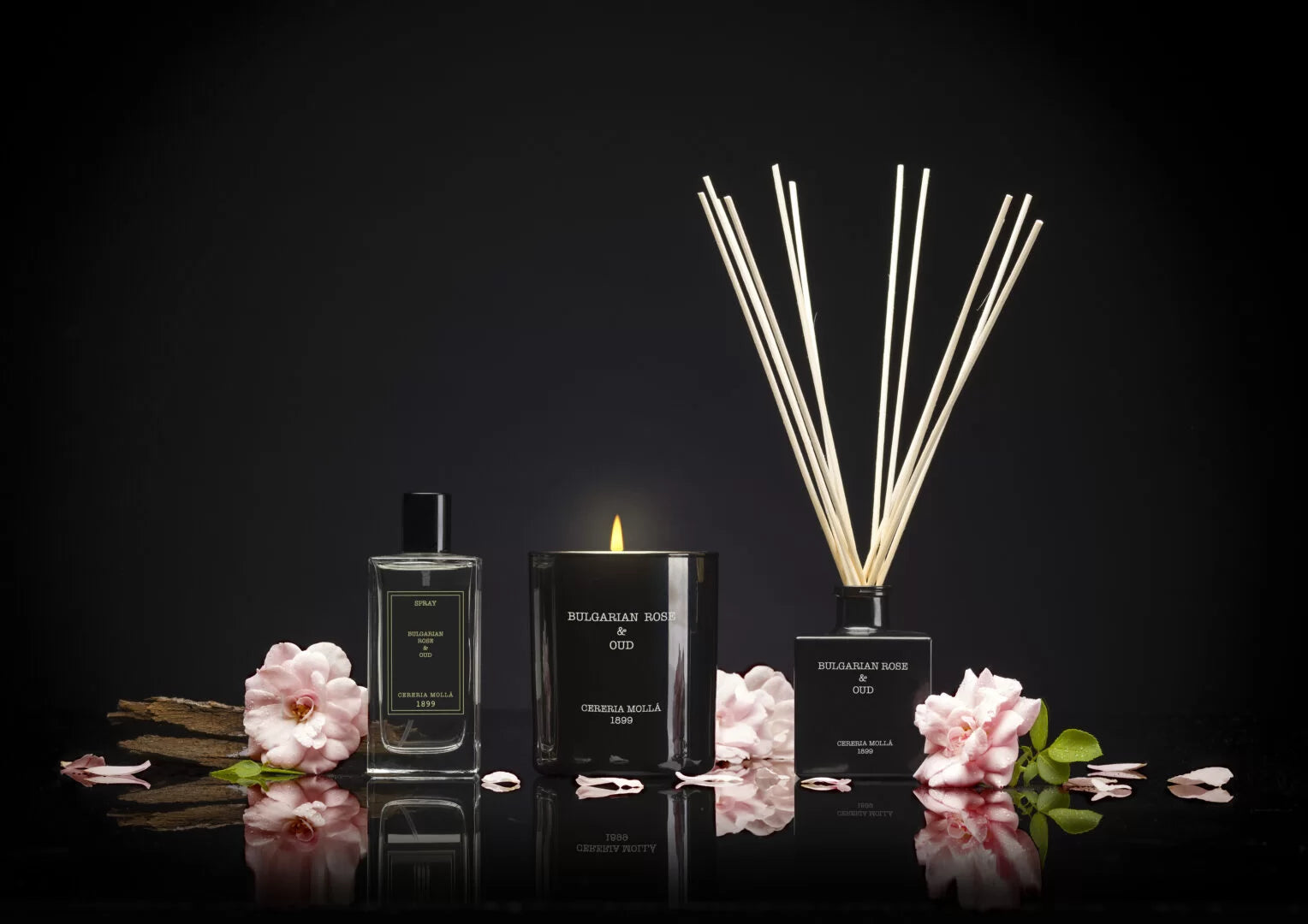 موزّع عطر بالعصي Bulgarian Rose & Oud (Cereria Mollá)