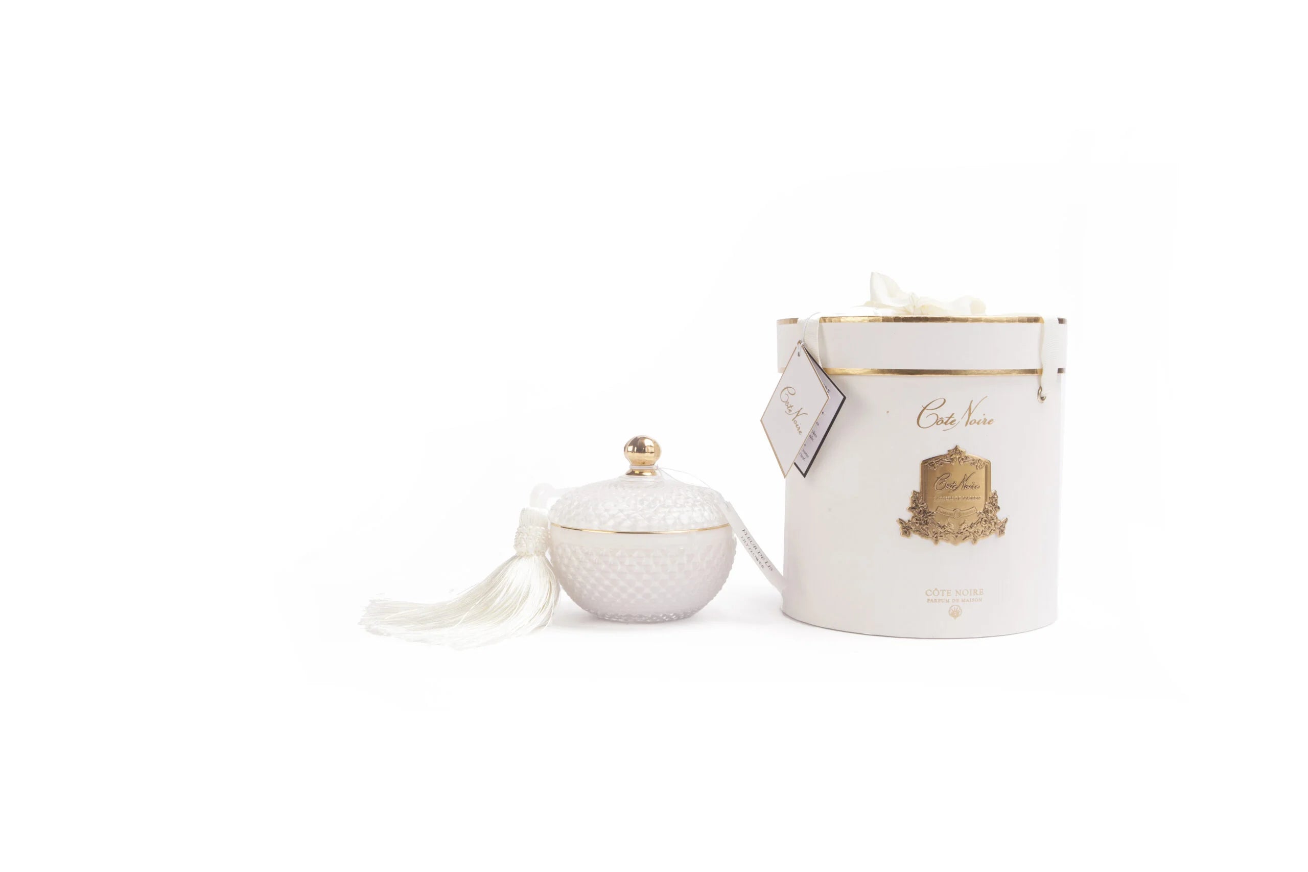 شمعة فاخرة دائرية ART DECO – أبيض