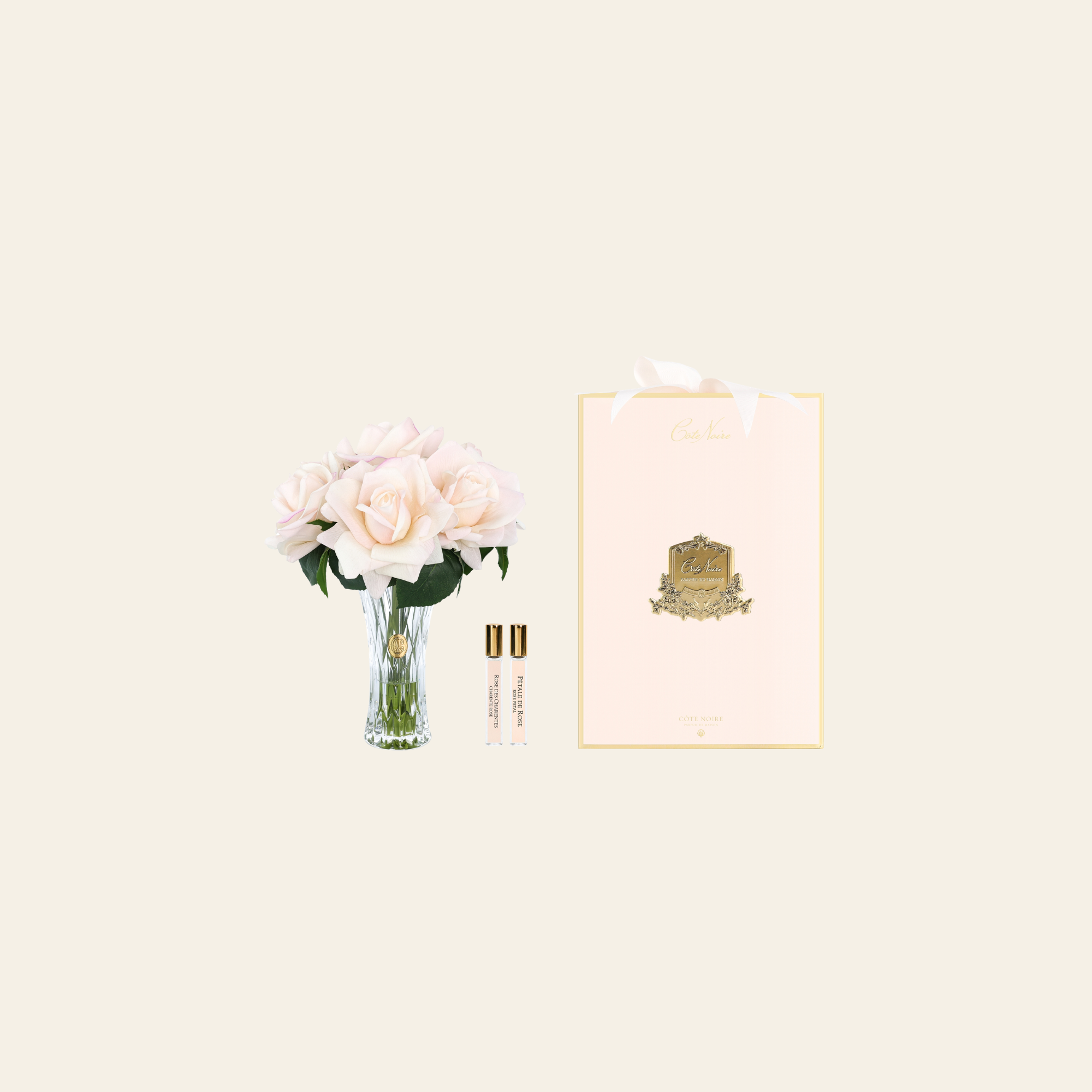 موزع عطر فاخر مع 7 ورود Charente Rose بلون Champagne Pink