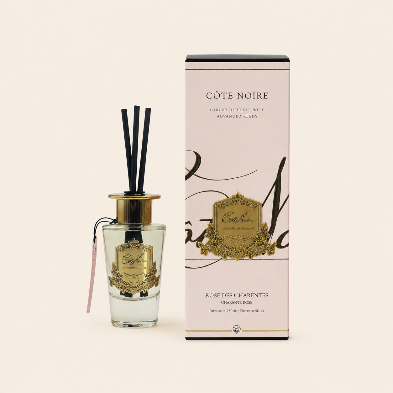 موزّع عطر بعصيّ الحرير CHARENTE ROSE – 150 مل | COTE NOIRE